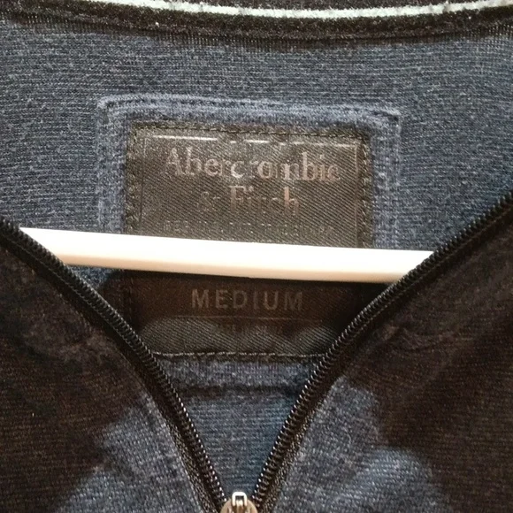 Abercrombie Dark Blue Quarter-Zip Shirt. - Picture 2 of 10
